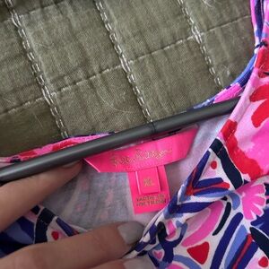 Beautiful purple and pink dress with quarter length sleeves